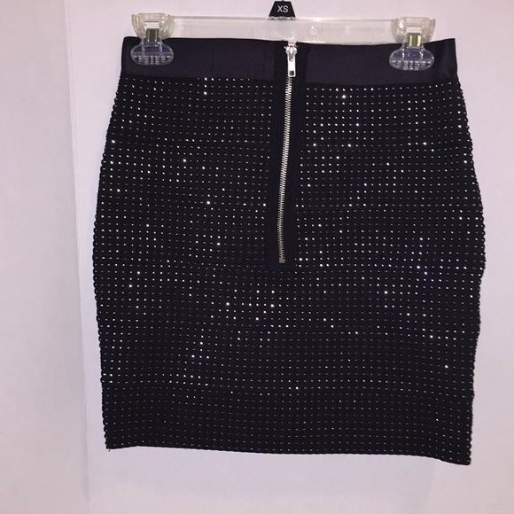 Attention Black with Gold Shimmer Mini Skirt - Picture 2 of 2